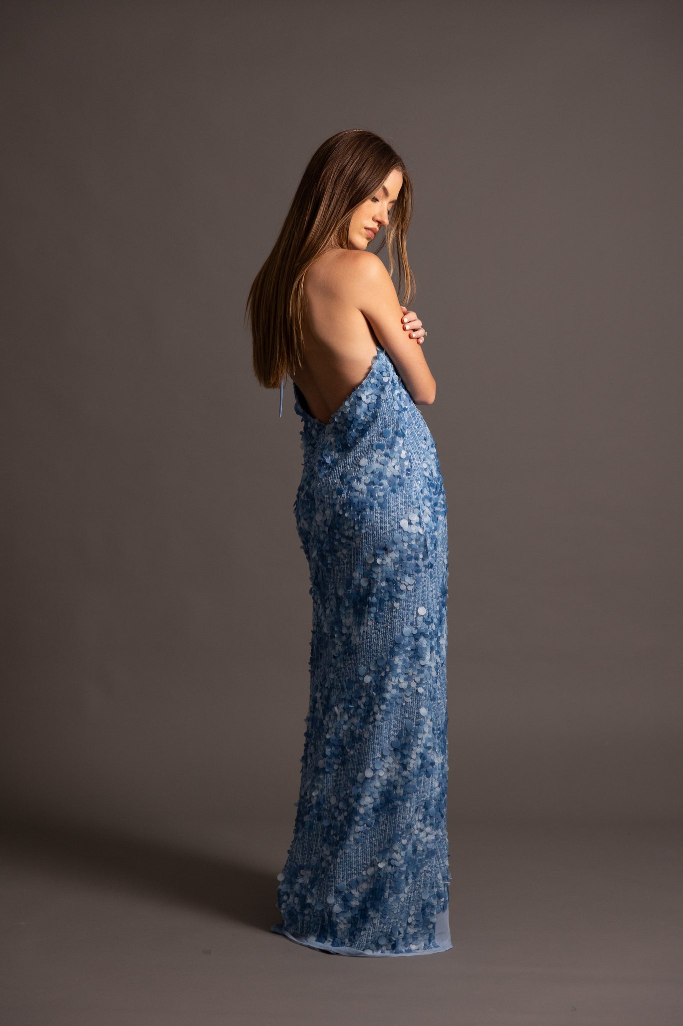 GINNY HALTER GOWN IN BLUE
