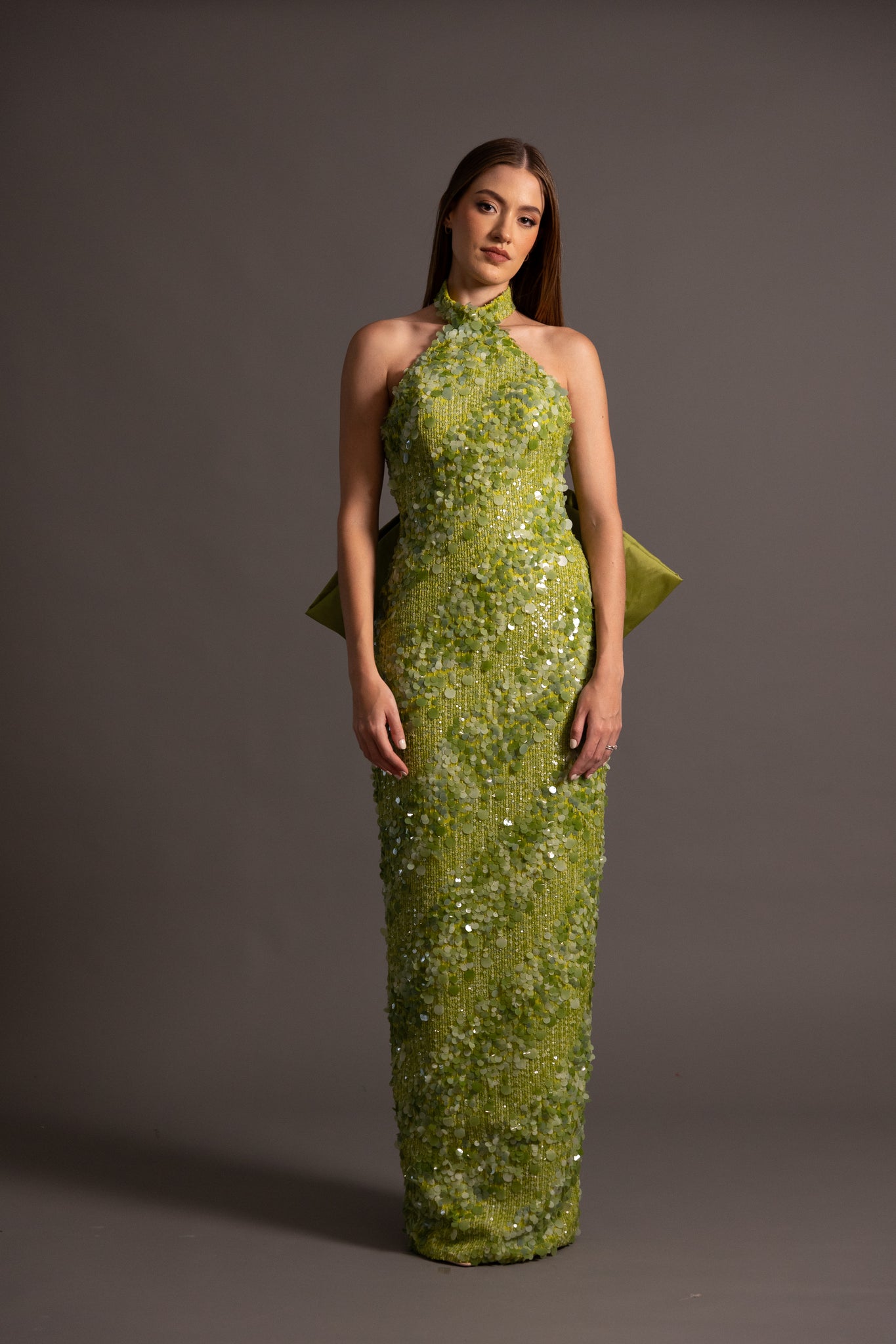 GINNY HALTER GOWN IN GREEN