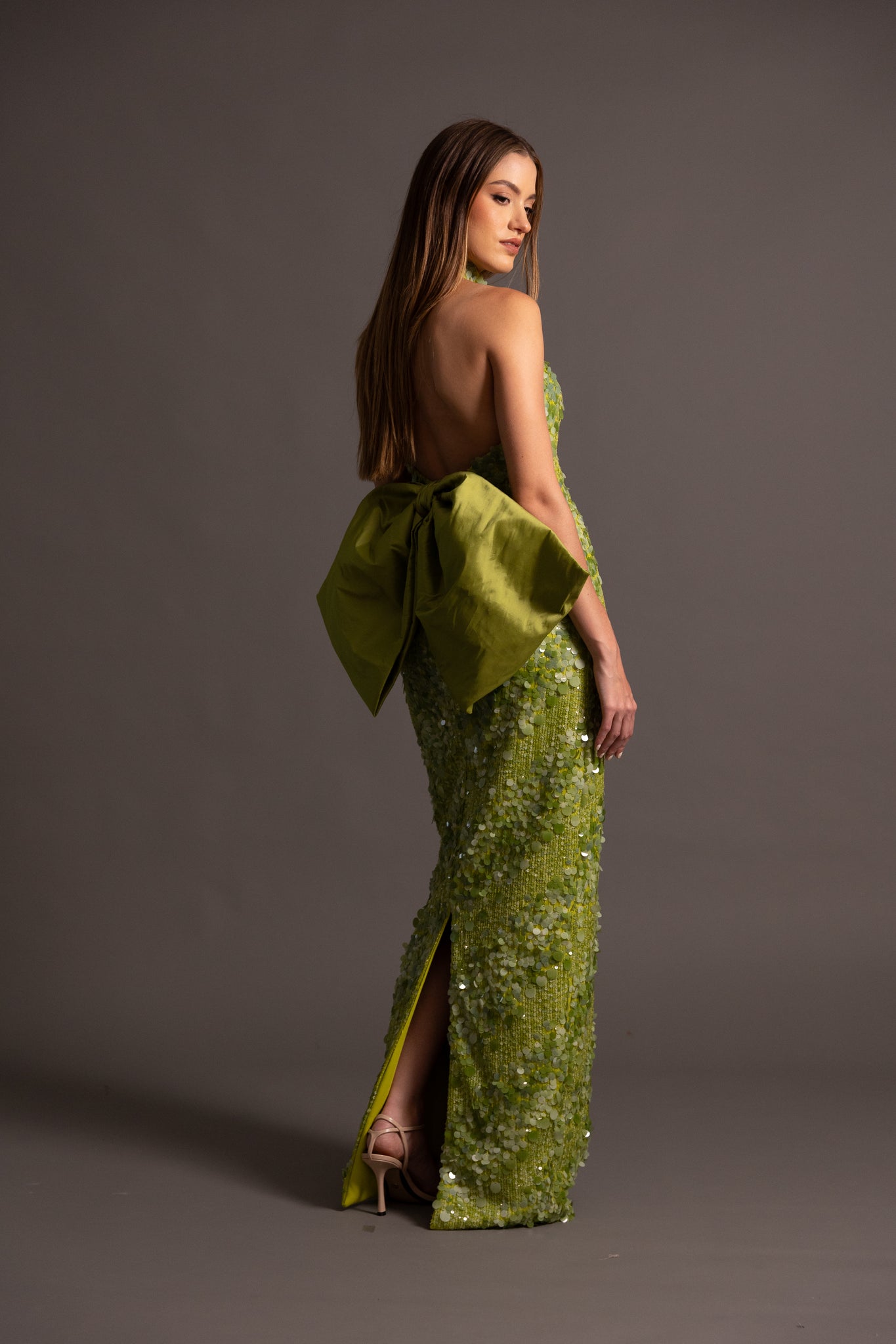 GINNY HALTER GOWN IN GREEN