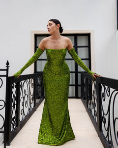 THE SEQUIN OLIVE GOWN