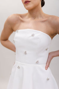 MINI BRIDAL DRESS WITH CRYSTAL DETAILS