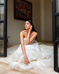 BRIDAL ORGANZA BALLGOWN WITH EMBROIDERY DETAILS
