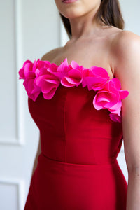 MELIAH GOWN IN RED AND HOT PINK