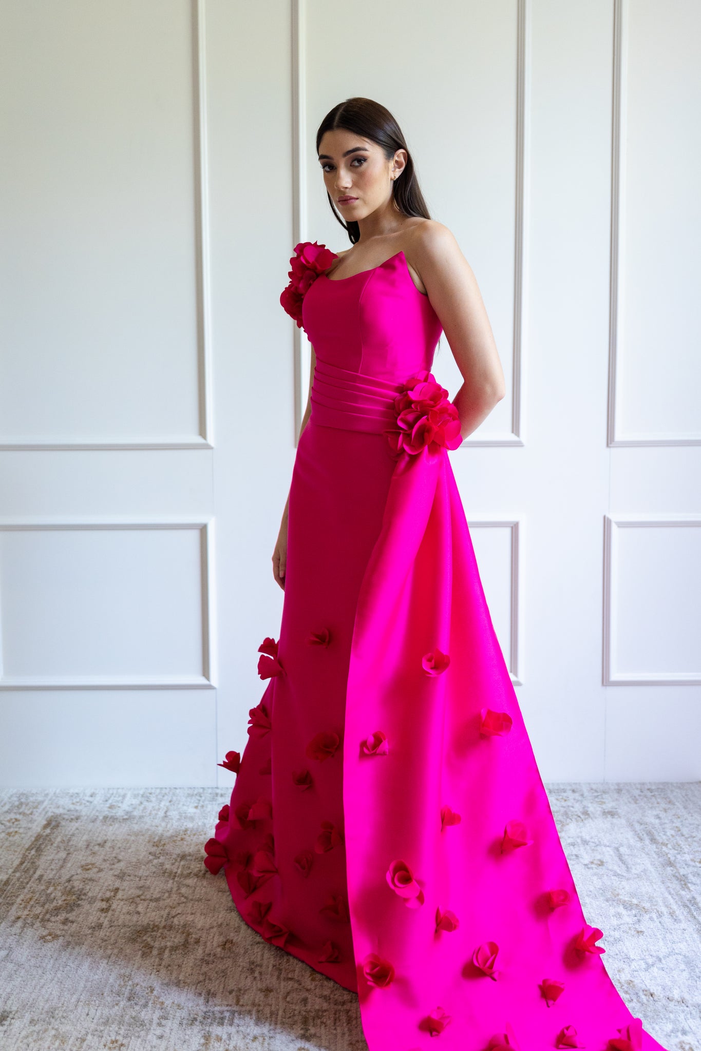 CELINE GOWN IN HOT PINK