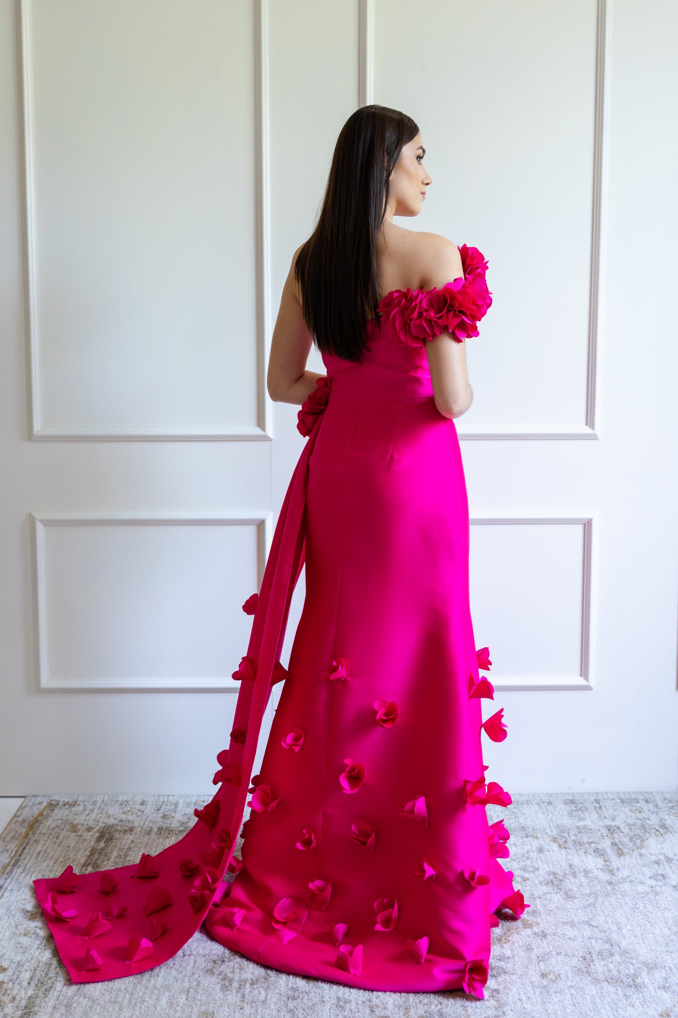 CELINE GOWN IN HOT PINK