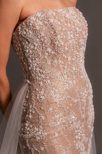 PEARL GOWN WITH OVERSKIRT