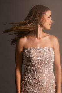 PEARL GOWN WITH OVERSKIRT
