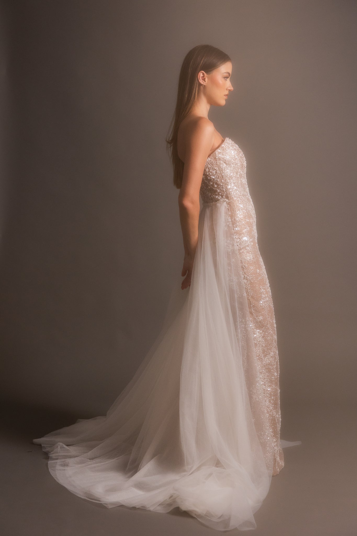 PEARL GOWN WITH OVERSKIRT