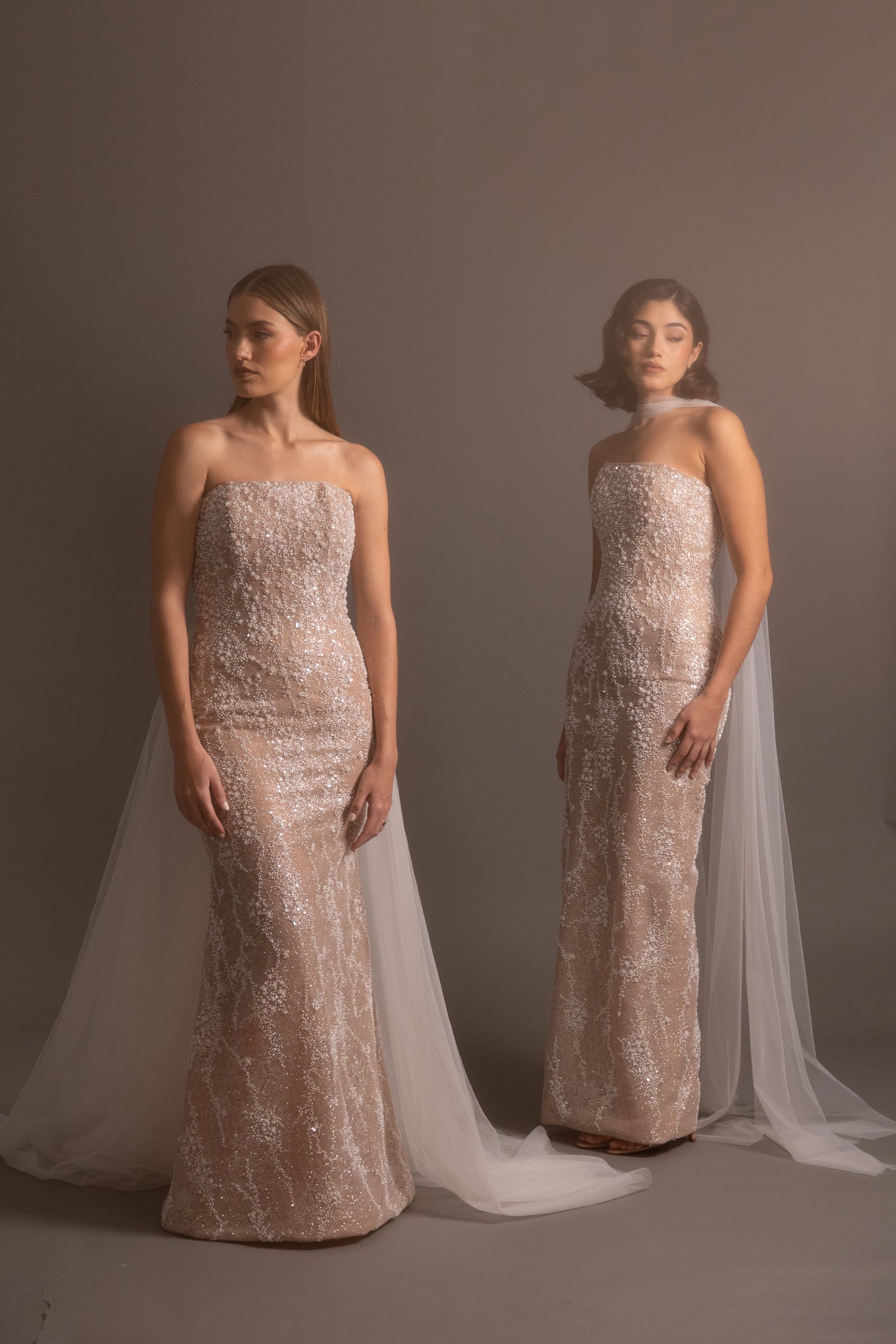 PEARL GOWN WITH OVERSKIRT