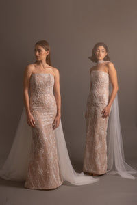 PEARL GOWN WITH OVERSKIRT