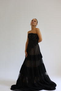 Black Gown with Embroidery and Swarovski Details