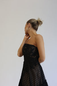 Black Gown with Embroidery and Swarovski Details