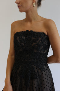 Black Gown with Embroidery and Swarovski Details