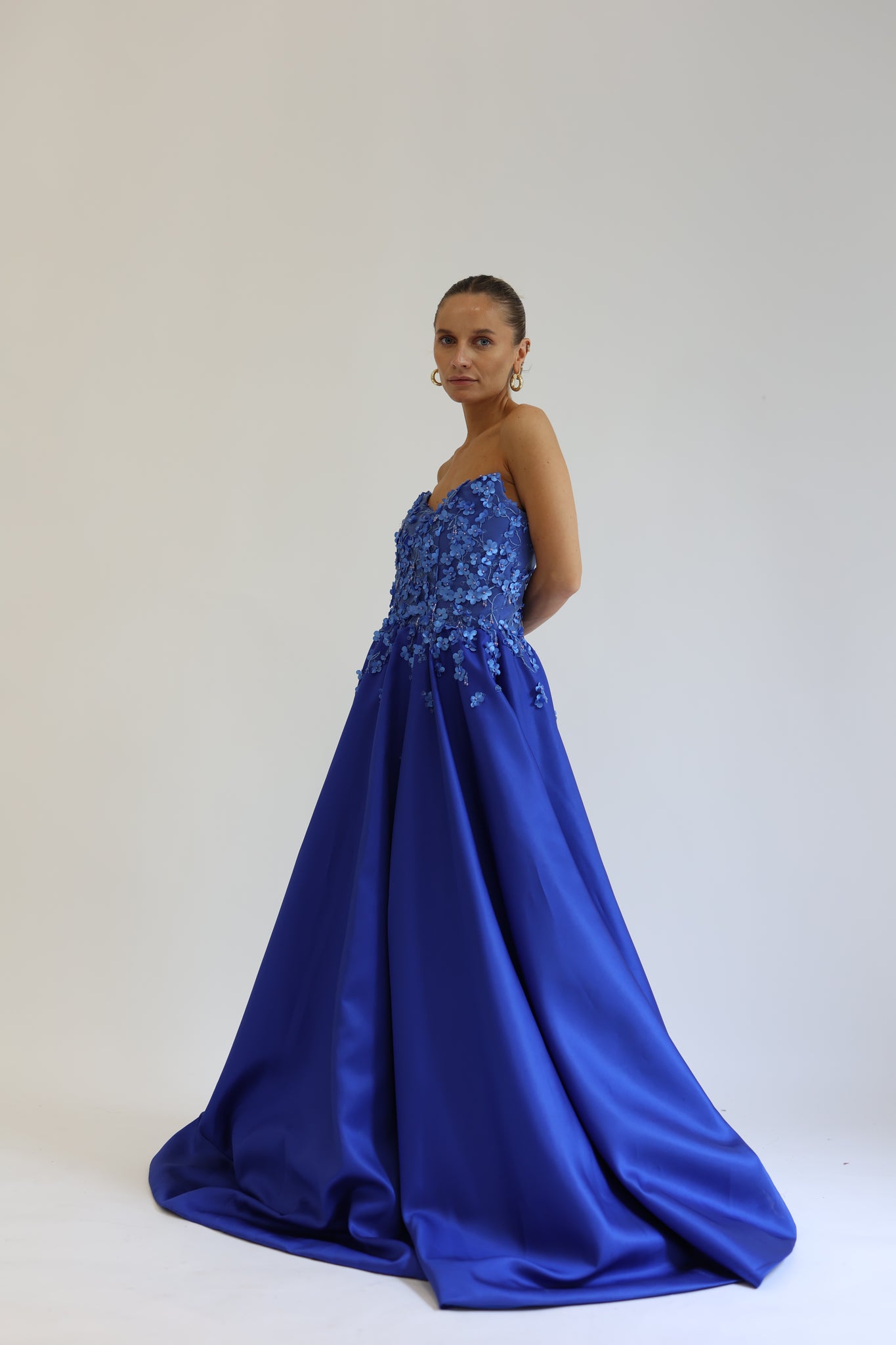 Royal Blue Ballgown with Floral detail