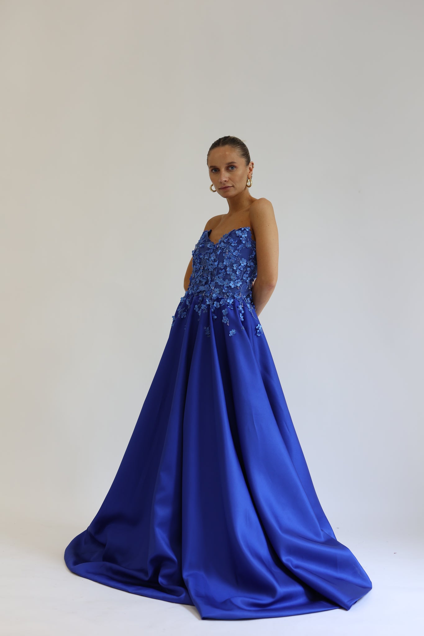 Royal Blue Ballgown with Floral detail