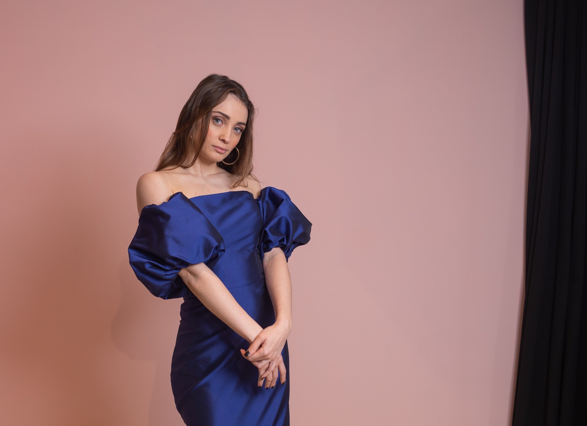 Silk off shoulder mermaid dress