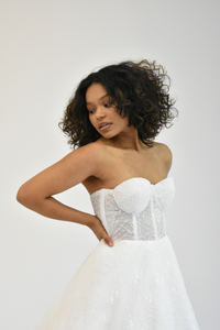 CORSET TOP WITH FULL BALLGOWN LACE BRIDAL DRESS