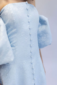 CLASSIC CUT BABY BLUE GOWN WITH PUFFY SLEEVES