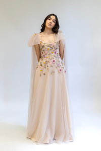 NUDE & COLORFUL LACE BALLGOWN