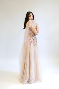 NUDE & COLORFUL LACE BALLGOWN