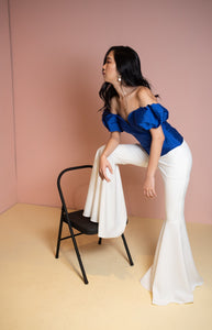 White flare pants