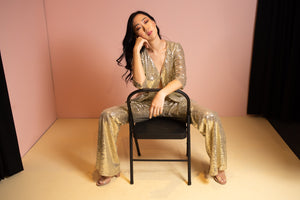 Gold sequin suit