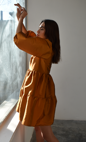 Cute mini dress in mustard gold