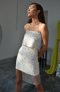 Sparkly backless top in ivory