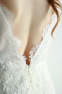 Deep v neck with lace dress