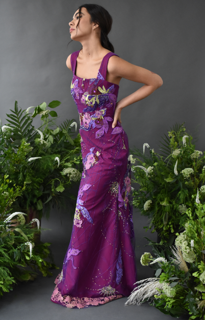 SHADES OF PURPLE EMBROIDERY GOWN
