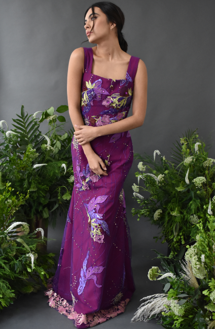 SHADES OF PURPLE EMBROIDERY GOWN