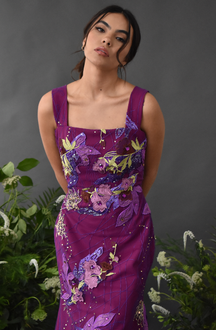 SHADES OF PURPLE EMBROIDERY GOWN