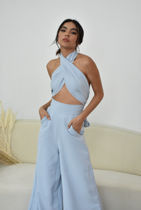 WIDE LEG PANTS IN SKY BLUE