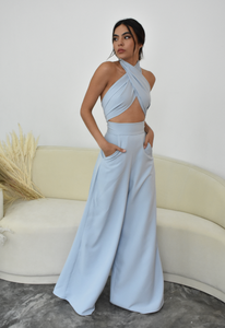 WIDE LEG PANTS IN SKY BLUE