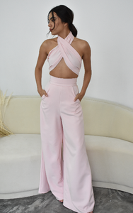 WIDE LEG PANTS IN BABY PINK