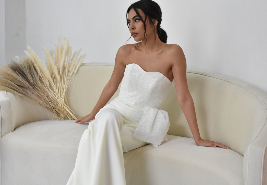 BRIDAL JUMPSUIT WITH SPARKLY TOP