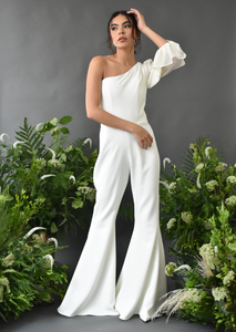 ONE PUFFY SLEEVE BRIDAL JUMPSUIT