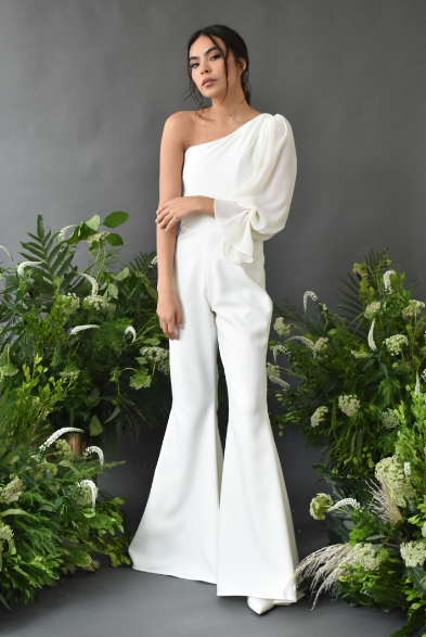 ONE PUFFY SLEEVE BRIDAL JUMPSUIT