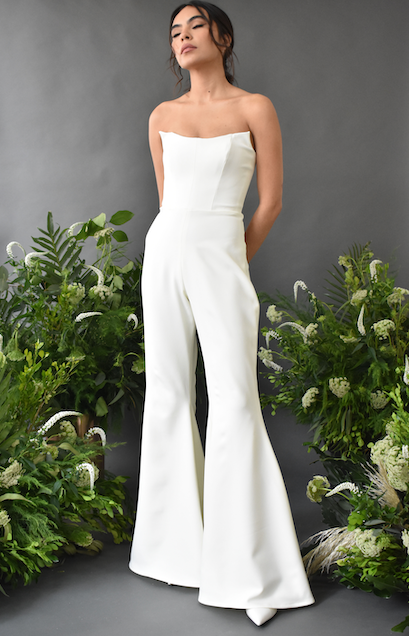 CLASSIC BRIDAL JUMPSUIT WITH A BACK TWIST