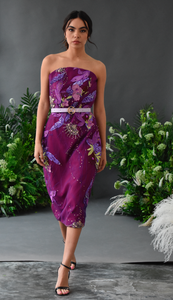 SHADES OF PURPLE MIDI DRESS (BELT NOT INCLUDED)