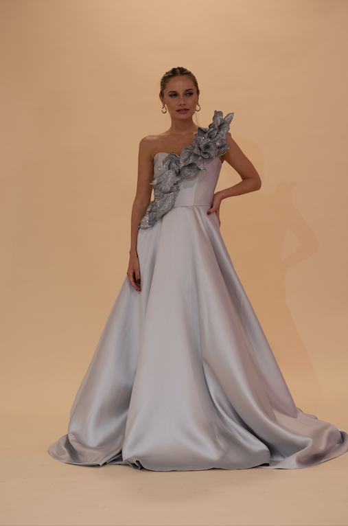 Silver Ballgown with 3D detail
