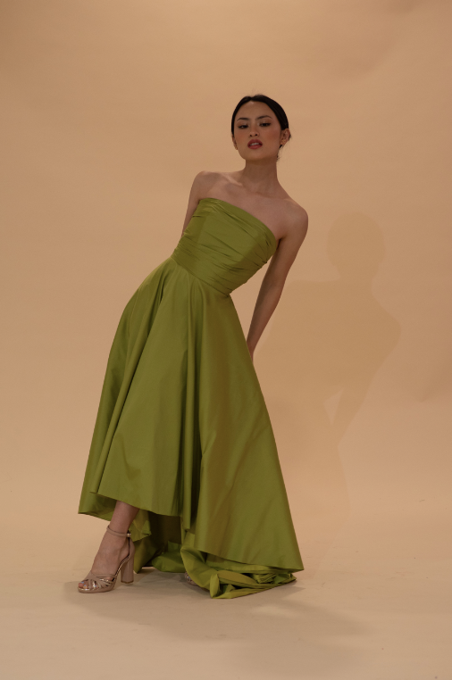 High Low Tafeta Ballgown in Lime