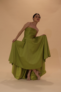 High Low Tafeta Ballgown in Lime