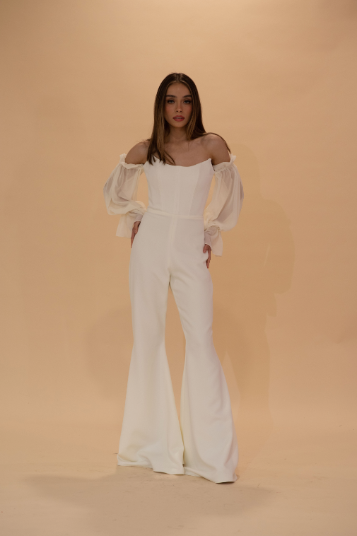 Puffy Sleeves Strapless Jumpsuit
