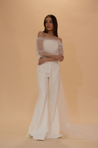 Strapless Jumpsuit with Removable Train