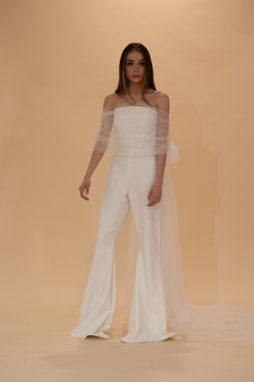 Strapless Jumpsuit with Removable Train