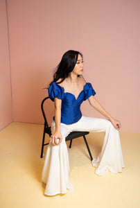 White flare pants