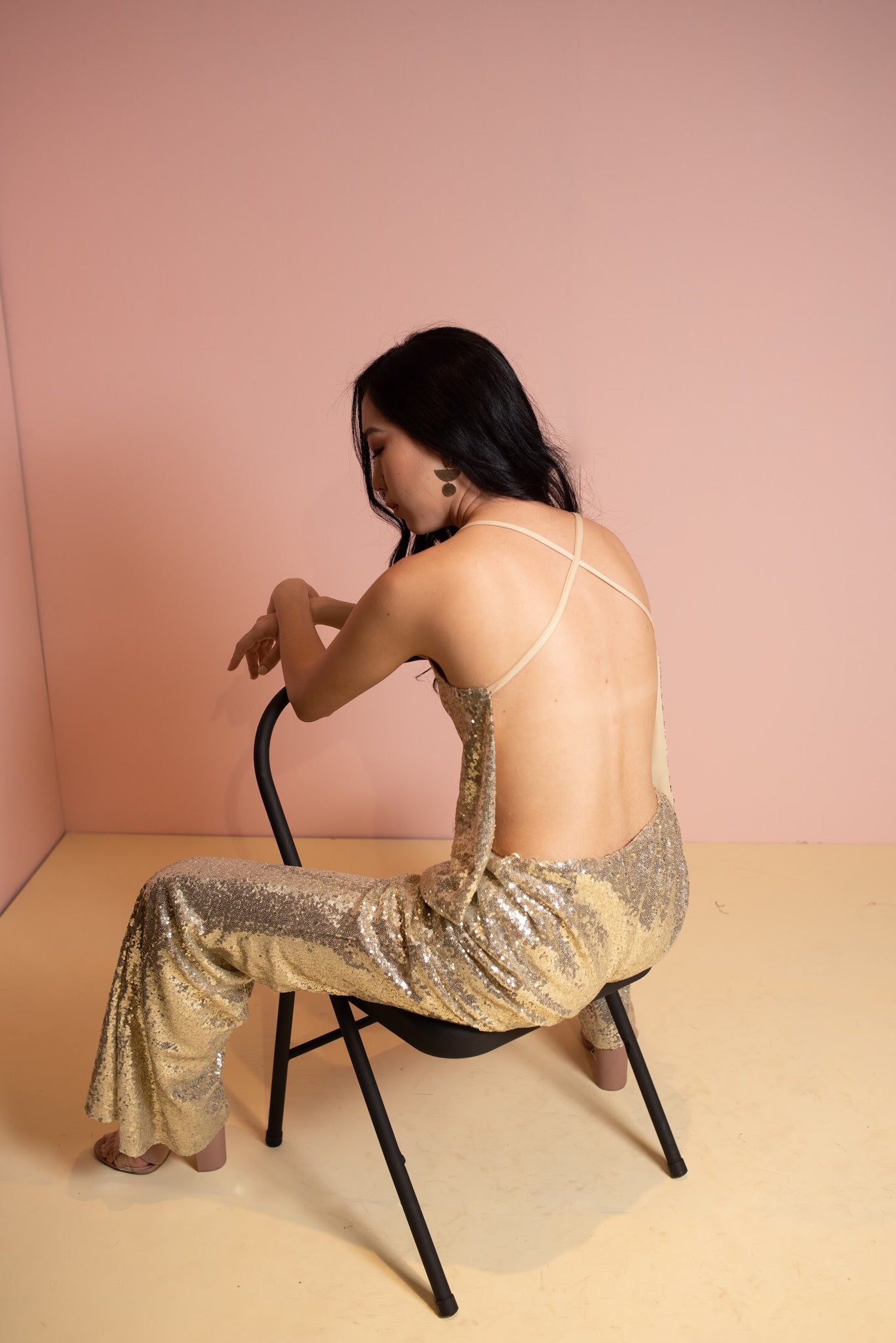 Backless sequin top