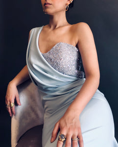 ASYMMETRIC WITH SPARKLE BLUE GOWN