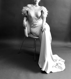 FEATHER SLEEVES GOWN